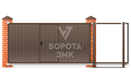 Ворота откатные с калиткой 2200×2500 ЗМК-7598